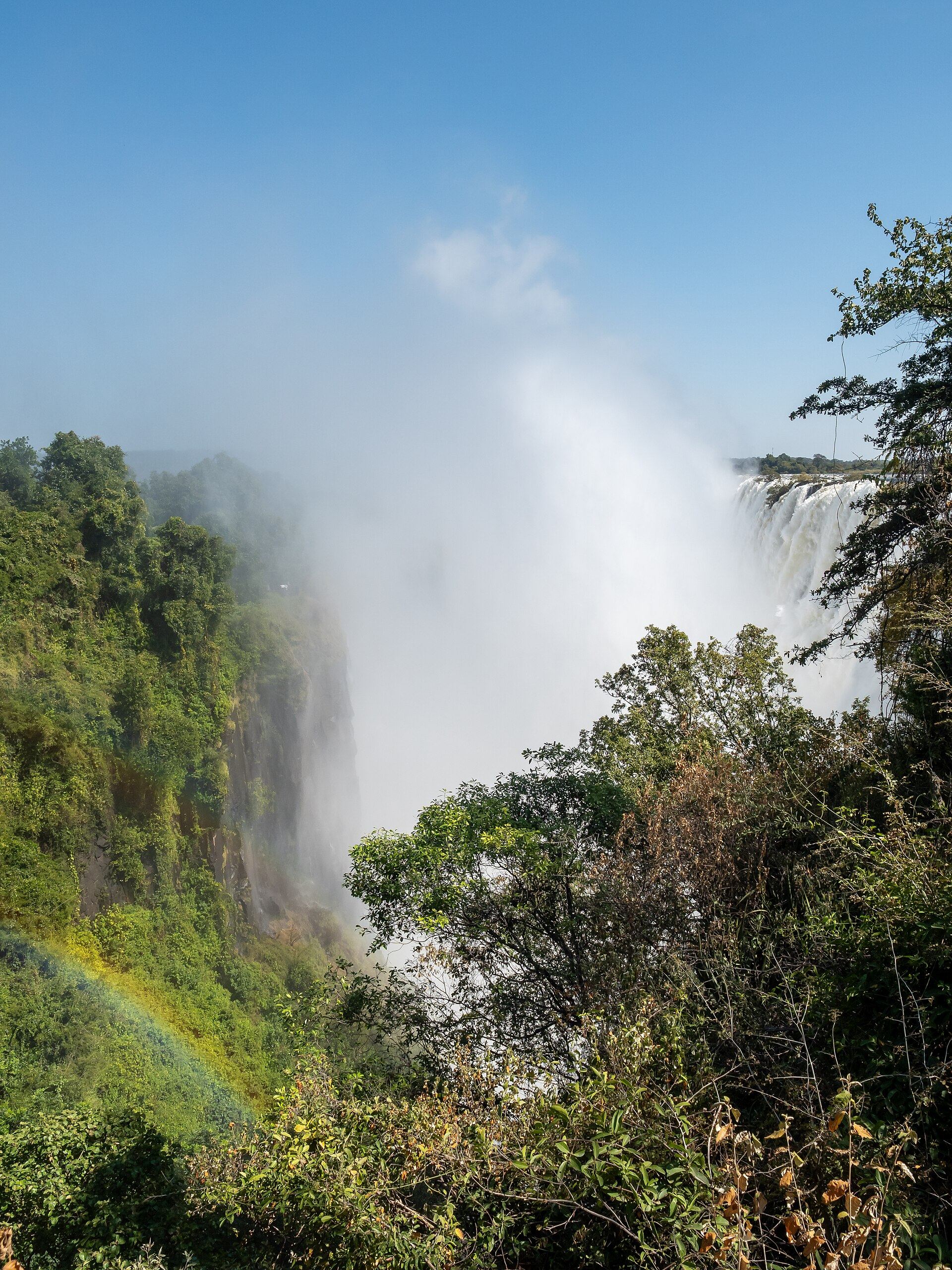 Mosi-oa-Tunya, the Smoke That Thunders, viewed from Livingstone on the Zambian side of Victoria Falls